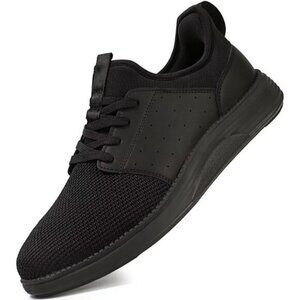 ⚡Men All Black Dress Fashion Lightweight Breathable Laceless Athletic Sneakers